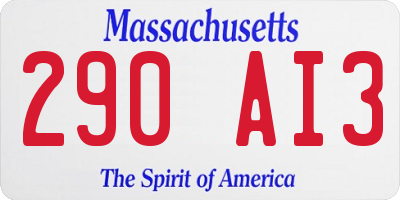 MA license plate 290AI3