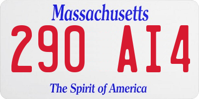 MA license plate 290AI4