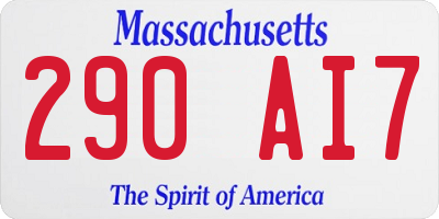 MA license plate 290AI7