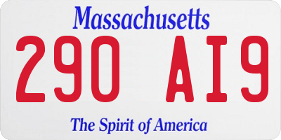 MA license plate 290AI9