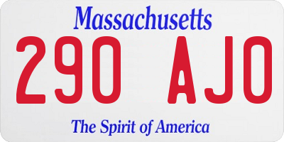 MA license plate 290AJ0