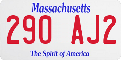 MA license plate 290AJ2