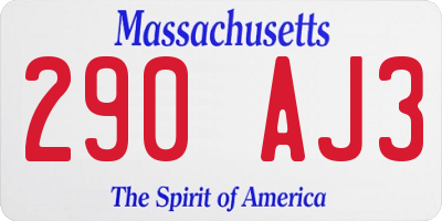 MA license plate 290AJ3