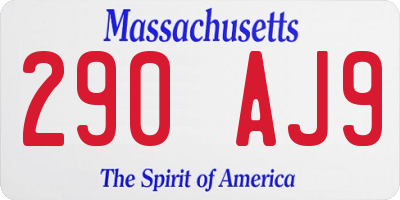MA license plate 290AJ9