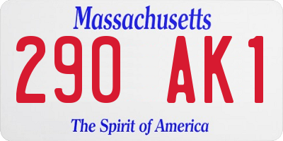 MA license plate 290AK1