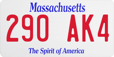 MA license plate 290AK4
