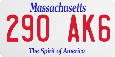 MA license plate 290AK6