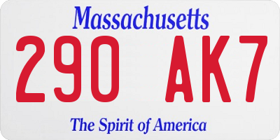 MA license plate 290AK7