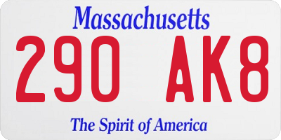 MA license plate 290AK8