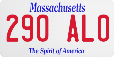 MA license plate 290AL0