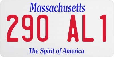 MA license plate 290AL1
