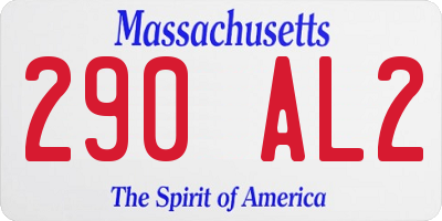 MA license plate 290AL2