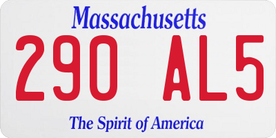 MA license plate 290AL5
