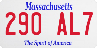 MA license plate 290AL7