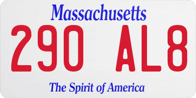 MA license plate 290AL8