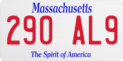 MA license plate 290AL9