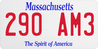 MA license plate 290AM3
