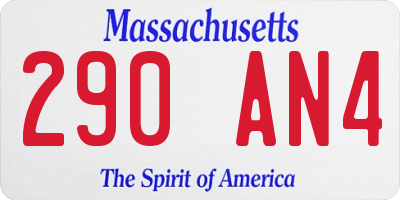MA license plate 290AN4