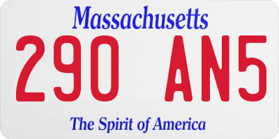 MA license plate 290AN5