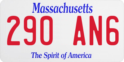 MA license plate 290AN6
