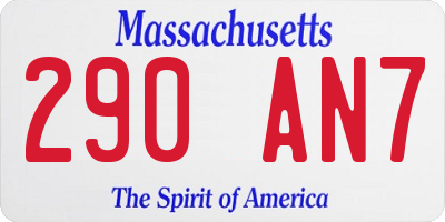 MA license plate 290AN7