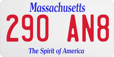 MA license plate 290AN8