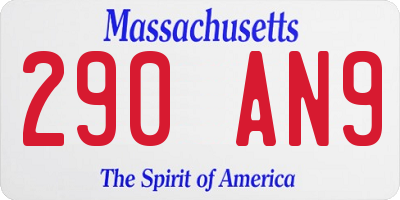 MA license plate 290AN9