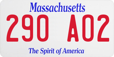 MA license plate 290AO2