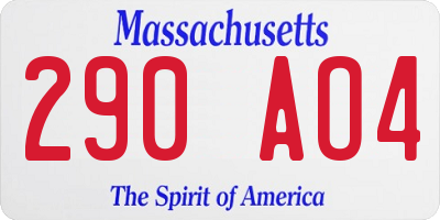 MA license plate 290AO4