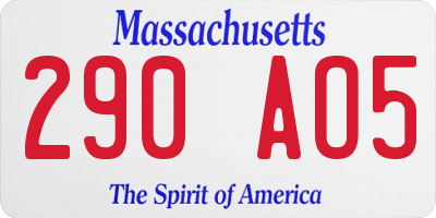 MA license plate 290AO5