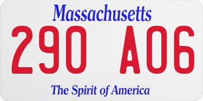 MA license plate 290AO6