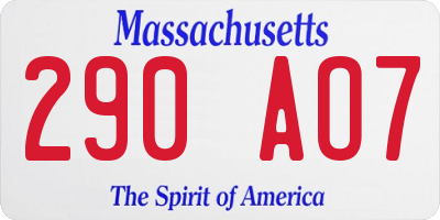 MA license plate 290AO7