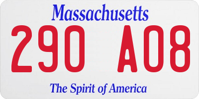 MA license plate 290AO8