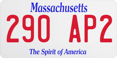 MA license plate 290AP2