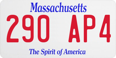 MA license plate 290AP4
