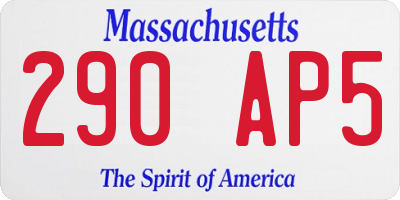 MA license plate 290AP5
