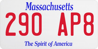 MA license plate 290AP8