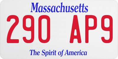 MA license plate 290AP9