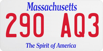 MA license plate 290AQ3