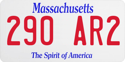 MA license plate 290AR2