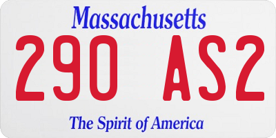 MA license plate 290AS2