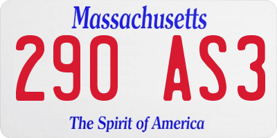 MA license plate 290AS3