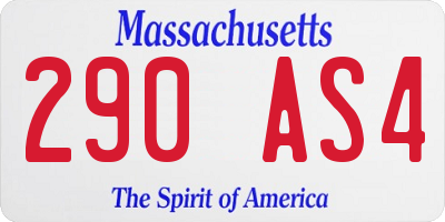 MA license plate 290AS4