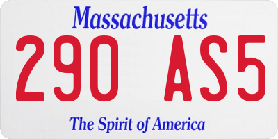 MA license plate 290AS5