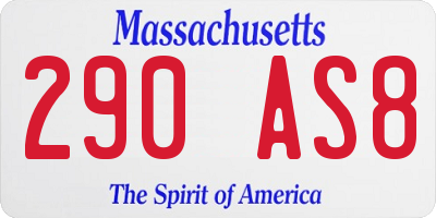 MA license plate 290AS8