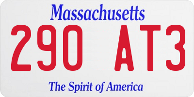 MA license plate 290AT3