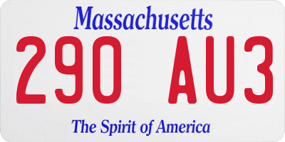 MA license plate 290AU3