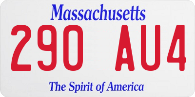 MA license plate 290AU4