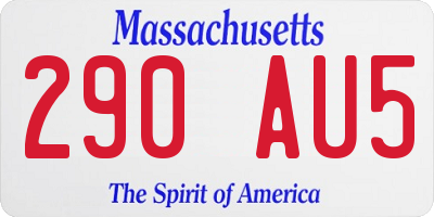 MA license plate 290AU5