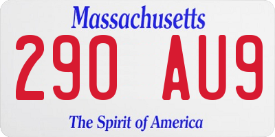 MA license plate 290AU9